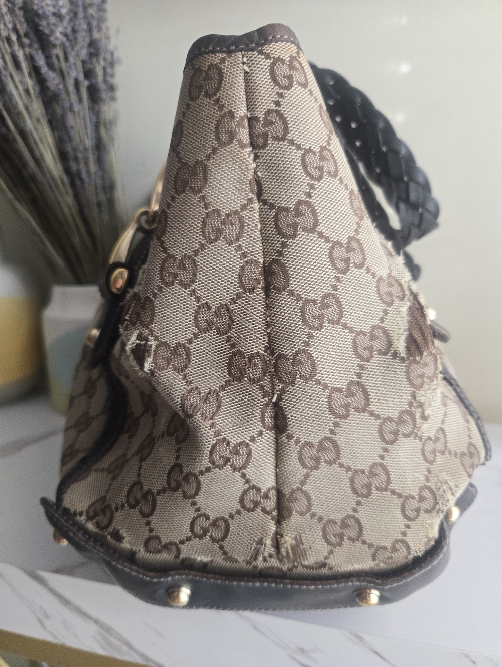 ⚠️COA⚠️Gucci Pelham Brown Monogram GG Canvas Tote Bag Fair Cindition - Picture 9 of 16